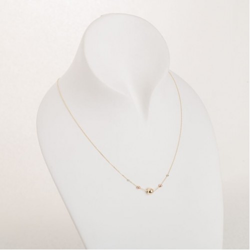 Colier din Aur Galben, Alb, Roz de 18K cu Lant si Bile Diamantate 