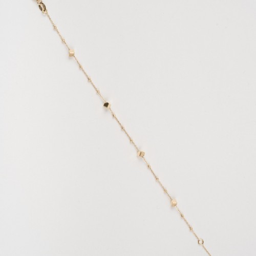 Bratara din Aur Galben de 18K cu Bile Diamantate, Cuburi si Lant Diamantat Bratara din Aur Galben de 18K cu Bile Diamantate, Cuburi si Lant Diamantat