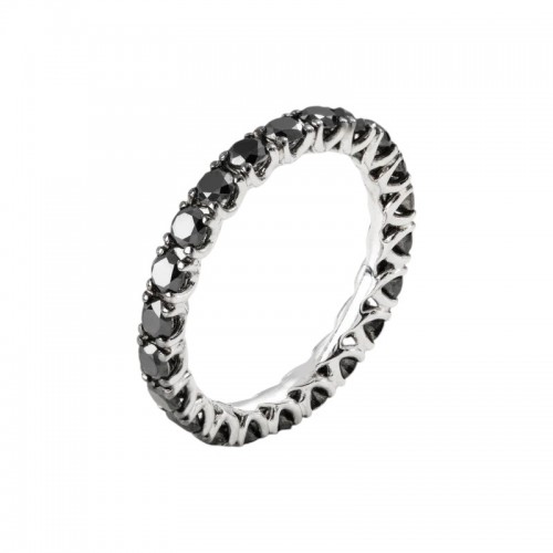 Eternity Ring 18K White Gold with 1.07 Carat Natural Black Diamonds Sandra Ferretti Eternity Ring 18K White Gold with 1.07 Carat Natural Black Diamonds Sandra Ferretti