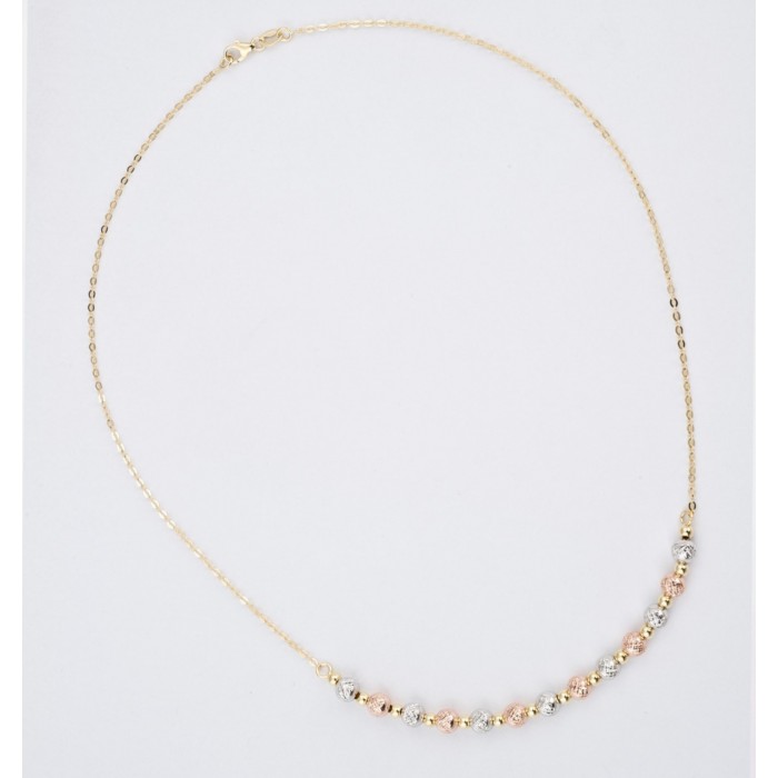Colier din Aur Galben, Alb, Roz de 18K cu Bile Diamantate Colier din Aur Galben, Alb, Roz de 18K cu Bile Diamantate