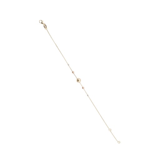 Bratara din Aur Galben, Alb, Roz de 18K cu Lant si Bile Diamantate 