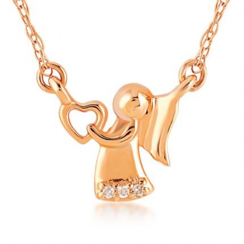 Lyon Necklace 14K Rose Gold with 0.01 Carat Diamonds Sandra Ferretti