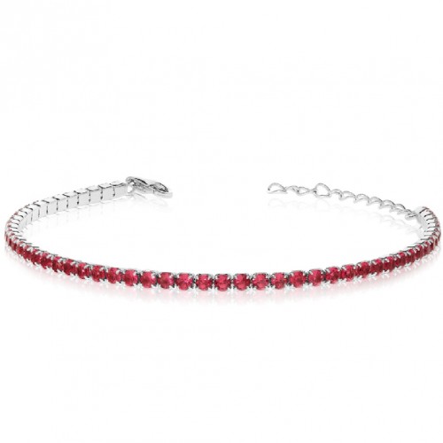 Bratara Tennis din Argint 925 placată cu Rodiu și Pietre Cubic Zirconia Rosii, 1.5mm Bratara Tennis din Argint 925 placată cu Rodiu și Pietre Cubic Zirconia Rosii, 1.5mm