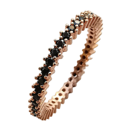 Inel Eternity din Argint 925 Placat cu Rodiu Roz și Pietre Cubic Zirconia Negre Sandra Ferretti Inel Eternity din Argint 925 Placat cu Rodiu Roz și Pietre Cubic Zirconia Negre Sandra Ferretti