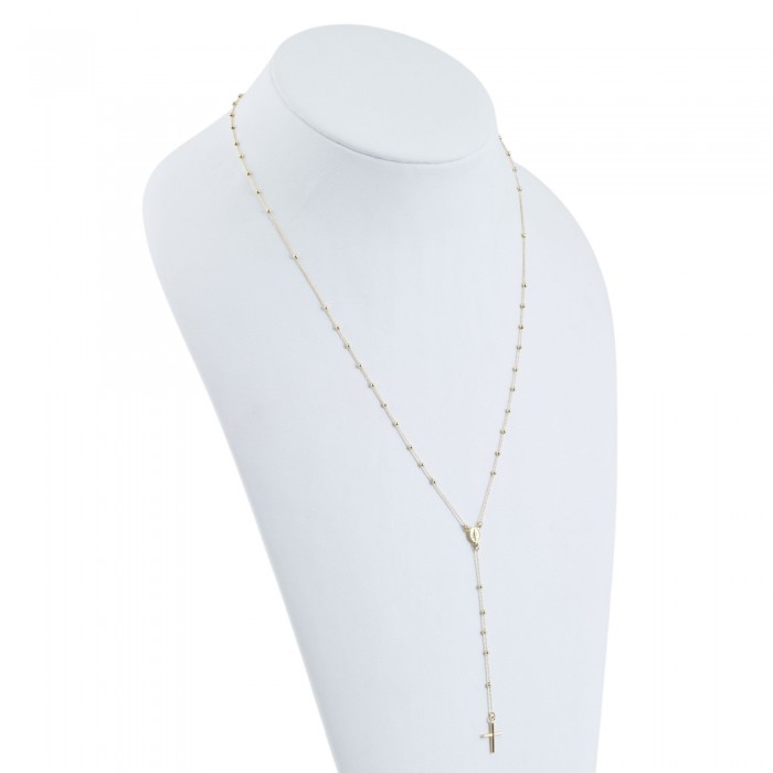 Rozariu 62 cm din Aur Galben de 18K cu Bile si Lant Diamantat