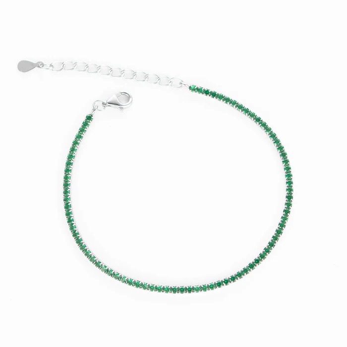 Bratara Tennis din Argint 925 placată cu Rodiu și Pietre Cubic Zirconia Verzi, 1.5mm Sandra Ferretti Bratara Tennis din Argint 925 placată cu Rodiu și Pietre Cubic Zirconia Verzi, 1.5mm Sandra Ferretti
