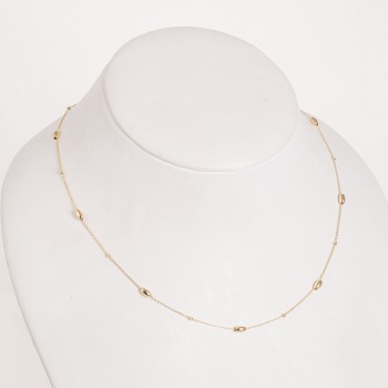 Colier din Aur Galben de 18K cu Bile Diamantate si Bile Ovale
