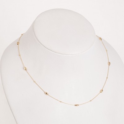 Colier din Aur Galben de 18K cu Bile Diamantate si Bile Ovale