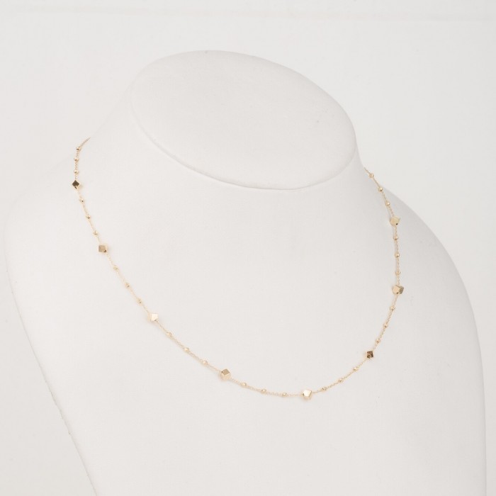 Colier din Aur Galben de 18K cu Lant Diamantat, Bile Diamantate si Cuburi