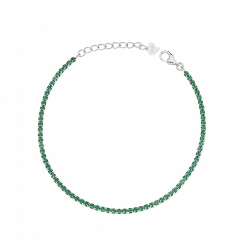 Bratara Tennis din Argint 925 placată cu Rodiu și Pietre Cubic Zirconia Verzi, 1.5mm Bratara Tennis din Argint 925 placată cu Rodiu și Pietre Cubic Zirconia Verzi, 1.5mm