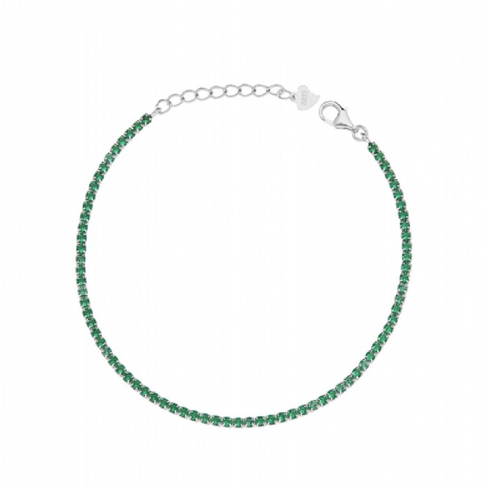 Bratara Tennis din Argint 925 placată cu Rodiu și Pietre Cubic Zirconia Verzi, 1.5mm Bratara Tennis din Argint 925 placată cu Rodiu și Pietre Cubic Zirconia Verzi, 1.5mm