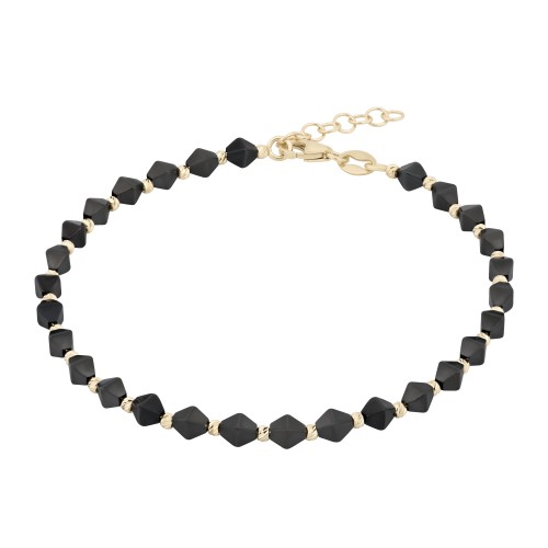 Bratara din Aur Galben de 18K cu Bile Diamantate si Romburi Placate cu Ruteniu