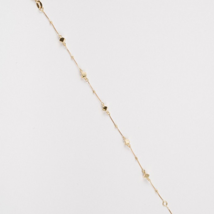 Bratara din Aur Galben de 18K cu Bile Diamantate, Cuburi si Lant Diamantat