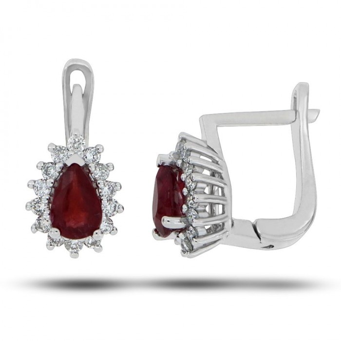 Malmo Earrings 14K White Gold with 0.38 Carat Diamonds and 1.16 Carat Rubys Sandra Ferretti