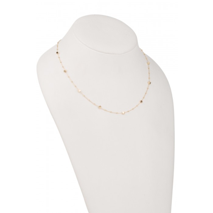 Colier din Aur Galben de 18K cu Lant Diamantat, Bile Diamantate si Cuburi