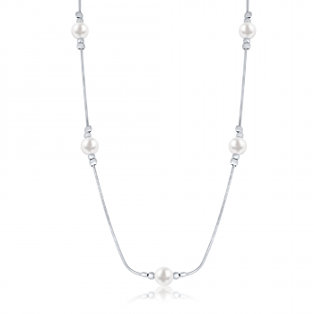 Colier cu Perle din Argint 925, Placat cu Rodiu
