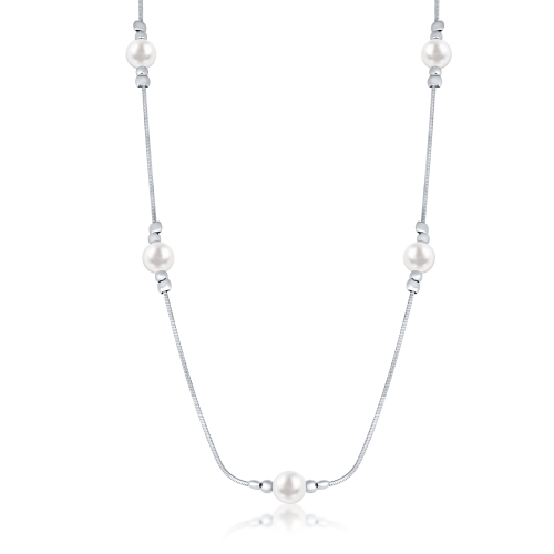 Colier cu Perle din Argint 925, Placat cu Rodiu