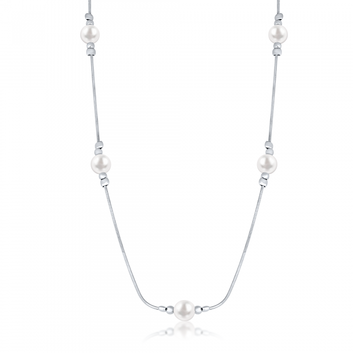 Colier cu Perle din Argint 925, Placat cu Rodiu