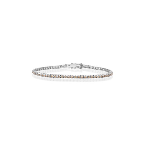 Tennis Bracelet in 18k White Gold with Champagne Natural Diamonds of 2.37 ct Sandra Ferretti Tennis Bracelet in 18k White Gold with Champagne Natural Diamonds of 2.37 ct Sandra Ferretti