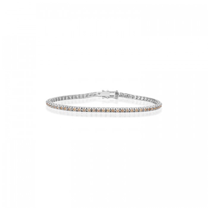 Tennis Bracelet in 18k White Gold with Champagne Natural Diamonds of 2.37 ct Sandra Ferretti Tennis Bracelet in 18k White Gold with Champagne Natural Diamonds of 2.37 ct Sandra Ferretti