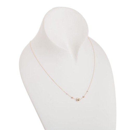 Colier din Aur Galben, Alb, Roz de 18K cu Lant si Bile Diamantate 