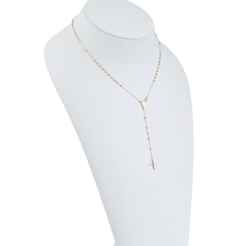 Rozariu 42 cm din Aur Galben de 14K cu Bile si Lant Diamantat