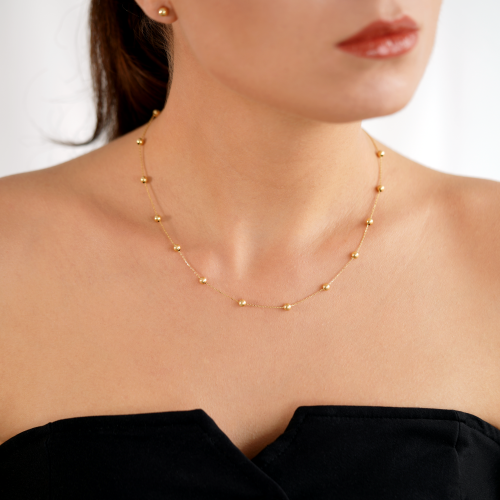 18K Yellow Gold Necklace with Balls