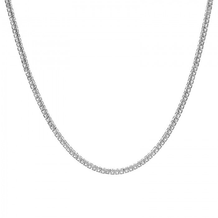 Set bijuterii Tennis din Argint 925 placate cu Rodiu și Pietre Cubic Zirconia, 2mm, Bratara + Colier Set bijuterii Tennis din Argint 925 placate cu Rodiu și Pietre Cubic Zirconia, 2mm, Bratara + Colier