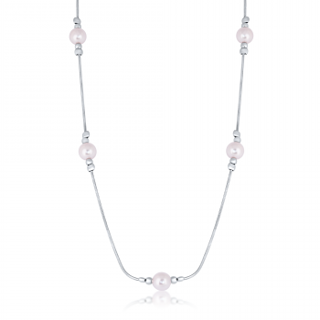 Colier din Argint 925 cu Perle Roz Placat cu Rodiu  