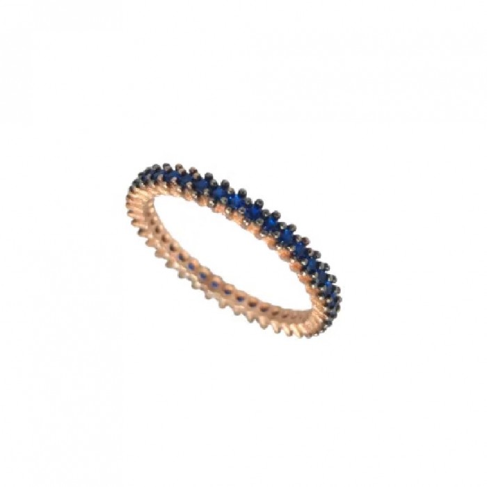 Inel Eternity din Argint 925 Placat cu Rodiu Roz și Pietre Cubic Zirconia Albastru Safir Inel Eternity din Argint 925 Placat cu Rodiu Roz și Pietre Cubic Zirconia Albastru Safir