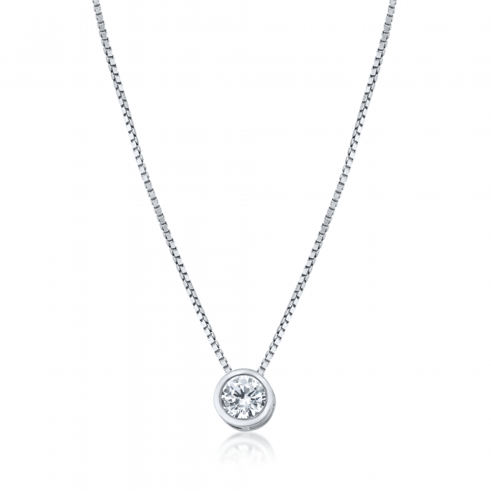 Colier din Argint 925 cu Pandantiv Diamond Style, Placat cu Rodiu