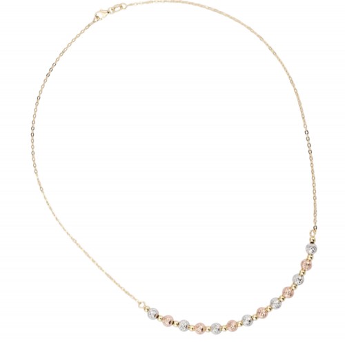 Colier din Aur Galben, Alb, Roz de 18K cu Bile Diamantate Colier din Aur Galben, Alb, Roz de 18K cu Bile Diamantate