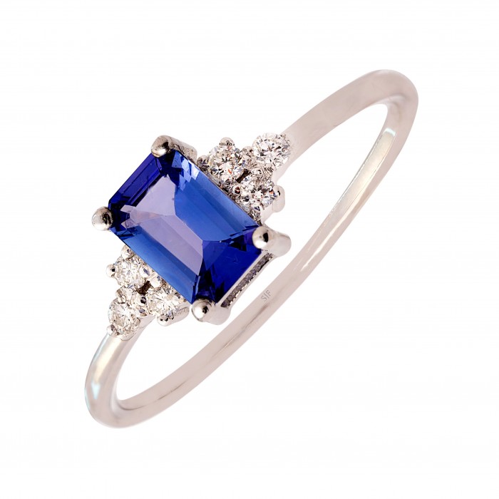 Dresda Ring 14K White Gold with 0.09 Carat Diamonds and 0.58 Carat Tanzanite Sandra Ferretti Dresda Ring 14K White Gold with 0.09 Carat Diamonds and 0.58 Carat Tanzanite Sandra Ferretti