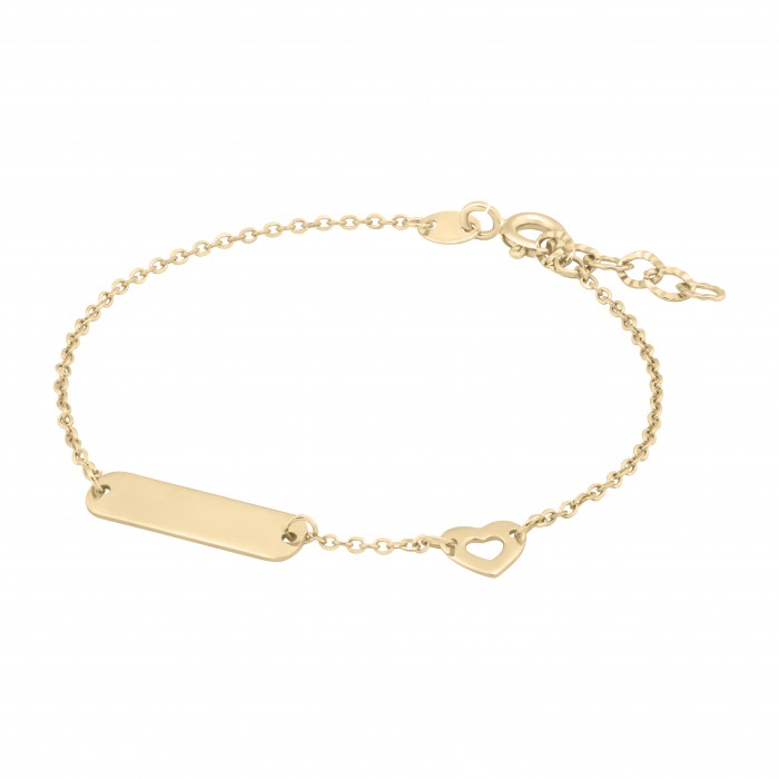 Bratara din Aur Galben de 18K cu Placuta Nume si Inimioara