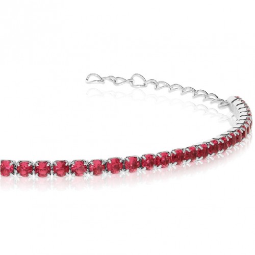 Bratara Tennis din Argint 925 placată cu Rodiu și Pietre Cubic Zirconia Rosii, 1.5mm Bratara Tennis din Argint 925 placată cu Rodiu și Pietre Cubic Zirconia Rosii, 1.5mm