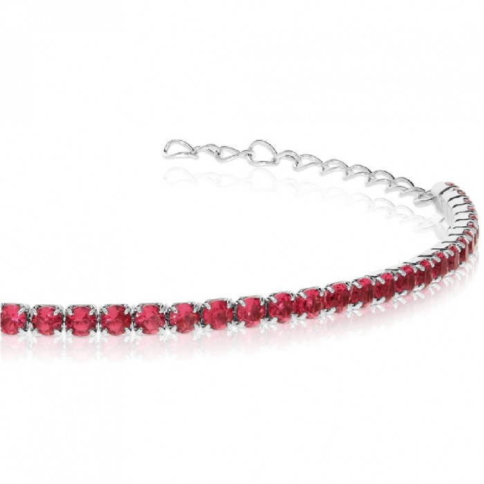 Bratara Tennis din Argint 925 placată cu Rodiu și Pietre Cubic Zirconia Rosii, 1.5mm Bratara Tennis din Argint 925 placată cu Rodiu și Pietre Cubic Zirconia Rosii, 1.5mm