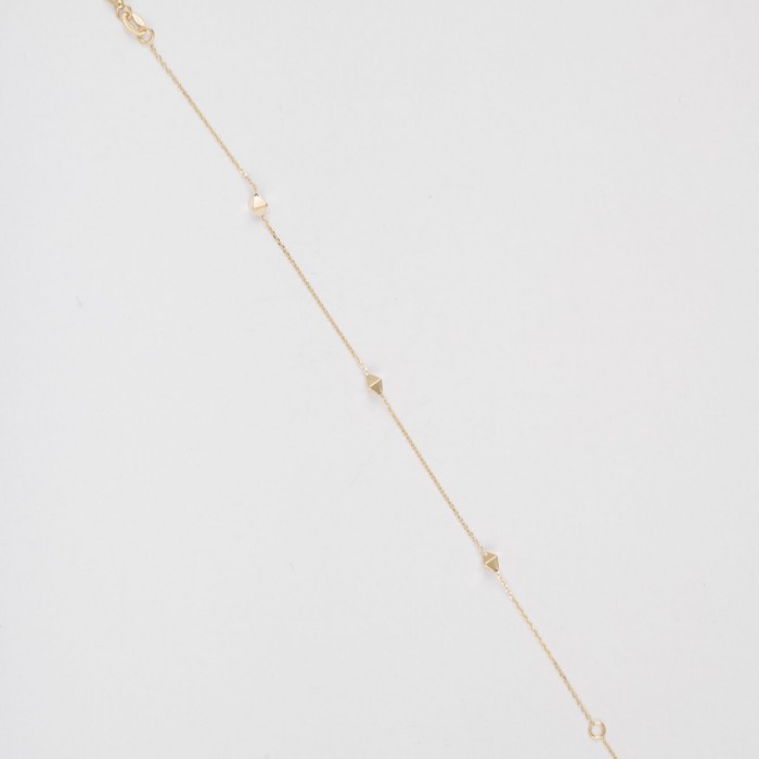 Bratara din Aur Galben de 14K cu Romburi si Lant Diamantat