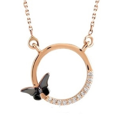 Calabria Necklace 14K Rose Gold with 0.03 Carat Diamonds Sandra Ferretti