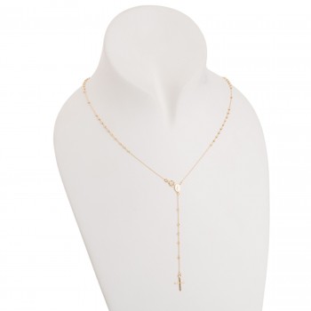 Rozariu 42 cm din Aur Galben de 14K cu Bile Diamantate si Lant Diamantat
