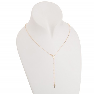 Rozariu 42 cm din Aur Galben de 14K cu Bile Diamantate si Lant Diamantat