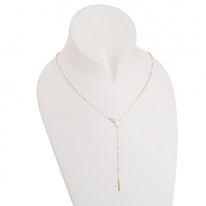 Rozariu 42 cm din Aur Galben de 14K cu Bile Diamantate si Lant Diamantat