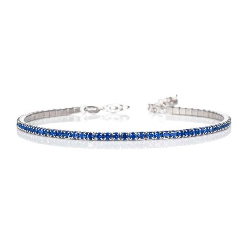 Bratara Tennis din Argint 925 placată cu Rodiu și Pietre Cubic Zirconia Albastru Safir, 1.5mm Bratara Tennis din Argint 925 placată cu Rodiu și Pietre Cubic Zirconia Albastru Safir, 1.5mm