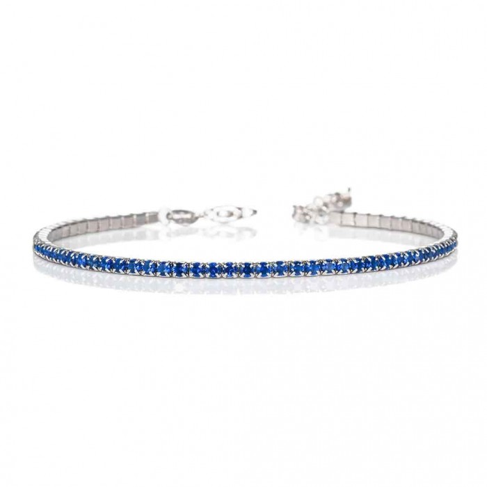 Bratara Tennis din Argint 925 placată cu Rodiu și Pietre Cubic Zirconia Albastru Safir, 1.5mm Bratara Tennis din Argint 925 placată cu Rodiu și Pietre Cubic Zirconia Albastru Safir, 1.5mm