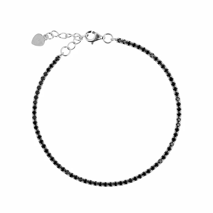 Bratara Tennis din Argint 925 placată cu Rodiu și Pietre Cubic Zirconia Negre, 1.5mm Sandra Ferretti Bratara Tennis din Argint 925 placată cu Rodiu și Pietre Cubic Zirconia Negre, 1.5mm Sandra Ferretti