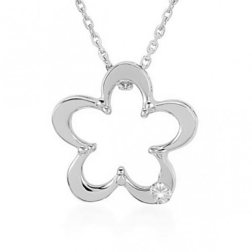 Liege Necklace 14K White Gold with 0.02 Carat Diamond Sandra Ferretti