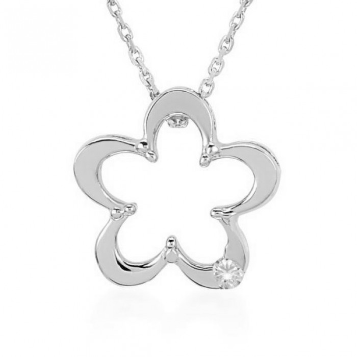 Liege Necklace 14K White Gold with 0.02 Carat Diamond Sandra Ferretti