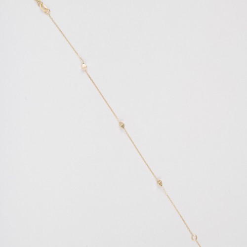 Bratara din Aur Galben de 14K cu Romburi si Lant Diamantat