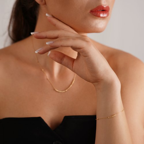 Bratara din Aur Galben de 18K cu Bile Diamantate Bratara din Aur Galben de 18K cu Bile Diamantate