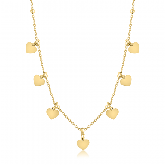 Colier din Argint cu Inimioare Placat cu Aur de 18K
