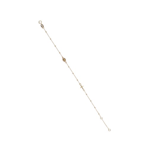 Bratara Rozariu din Aur Galben de 18K cu Lant Diamantat si Bile